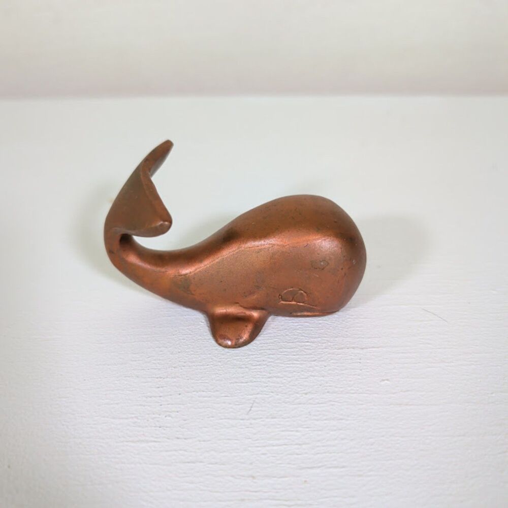 vintage solid brass whale figurine
